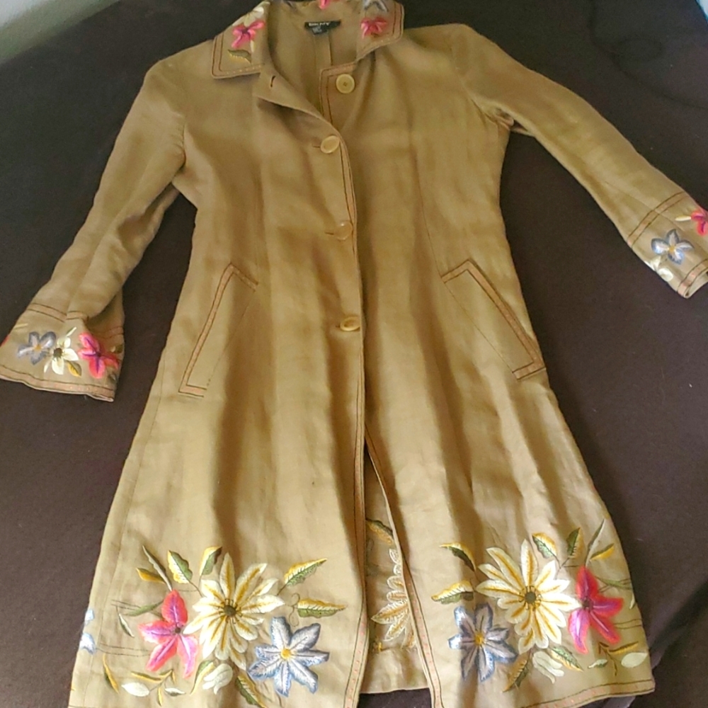 DKNY Floral Embroidered Linen Jacket